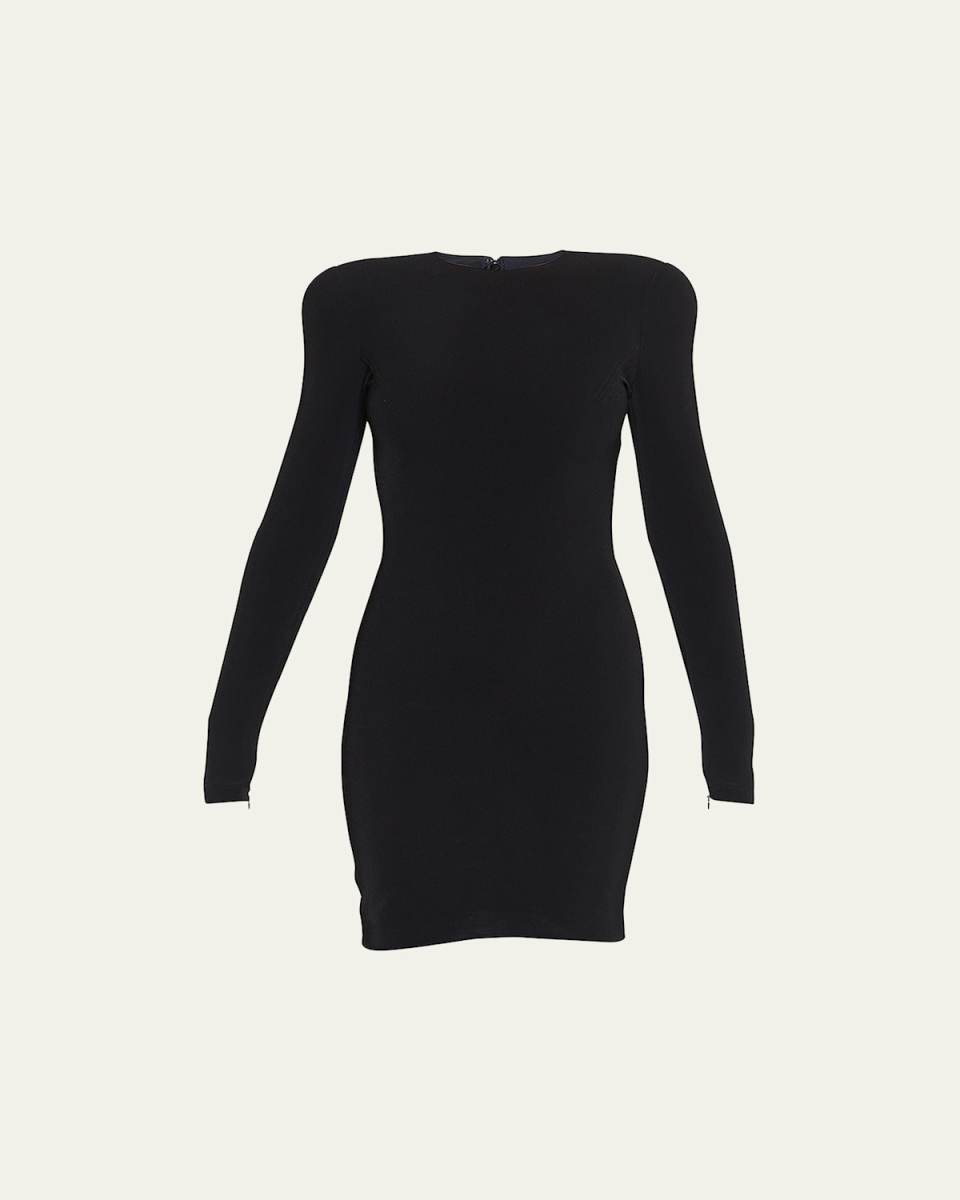 Long-Sleeve Mini Dress with Shoulder Pads